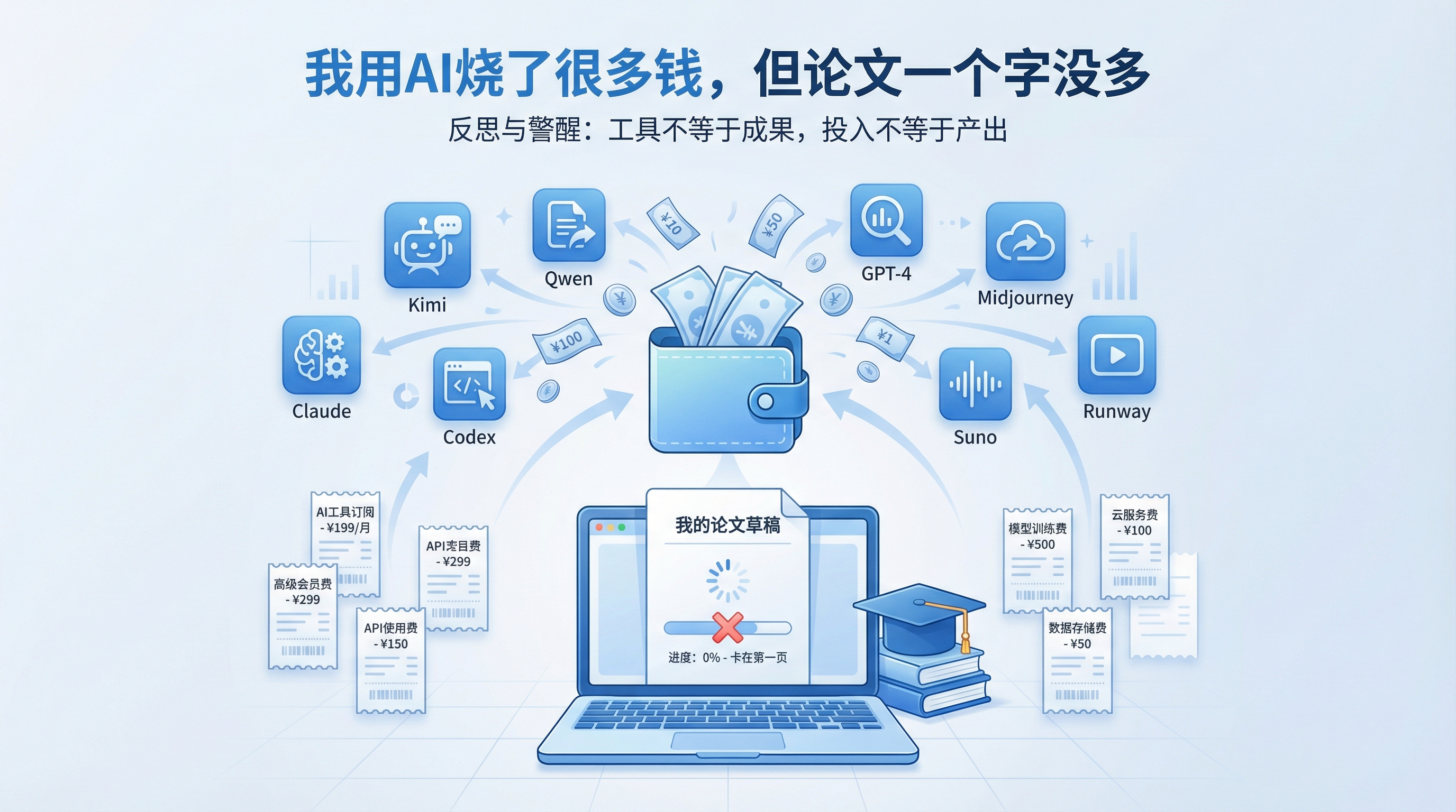 我用 AI 烧了很多钱，但论文一个字没多